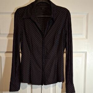 Express Black And Purple Pinstripe Buttondown Stretch Dress Shirt